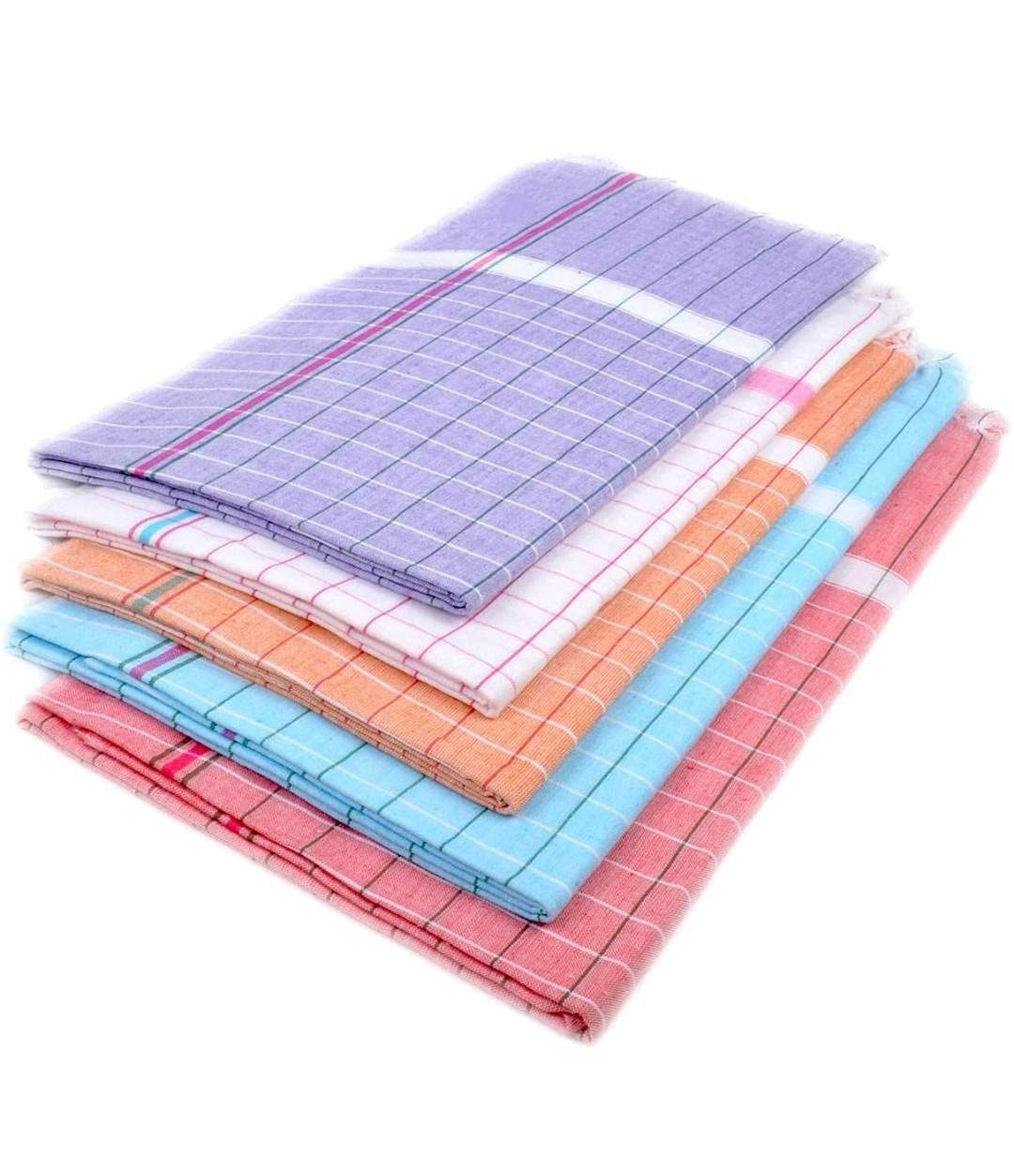 R K Textiles Cotton Blend Bath Towel ( Blue || White || Green || Pink || Orange) [ 30 x 60 inches, Pack of 5 Piece]