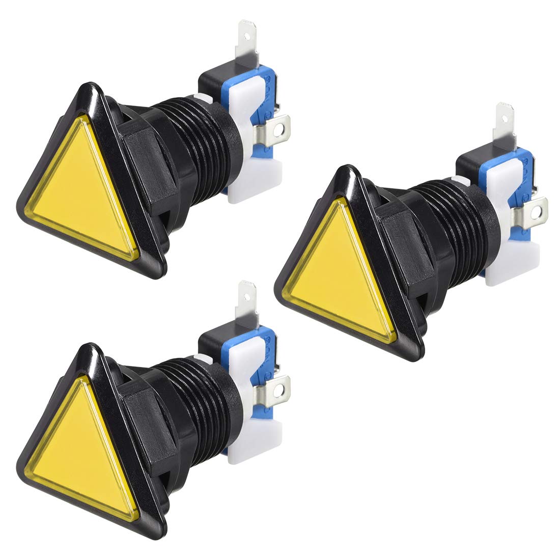 uxcell Game Push Button 39x39x39 Triangle 12V LED Illuminated Push Button Switch with Micro Switch for Arcade Video Games Yellow 3pcs