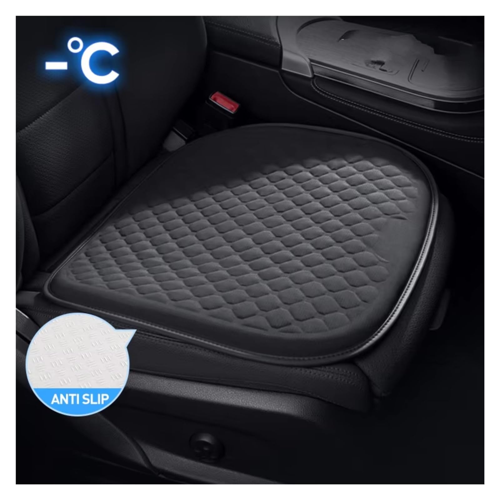 Funda Asiento Coche Gel Refrigerante TPR Cojín Grueso Y Transpirable Tipo Panal Superficie Antideslizante Temperatura Constante Fundas Protectoras Asientos Coche(1PCS Front Pad Black)