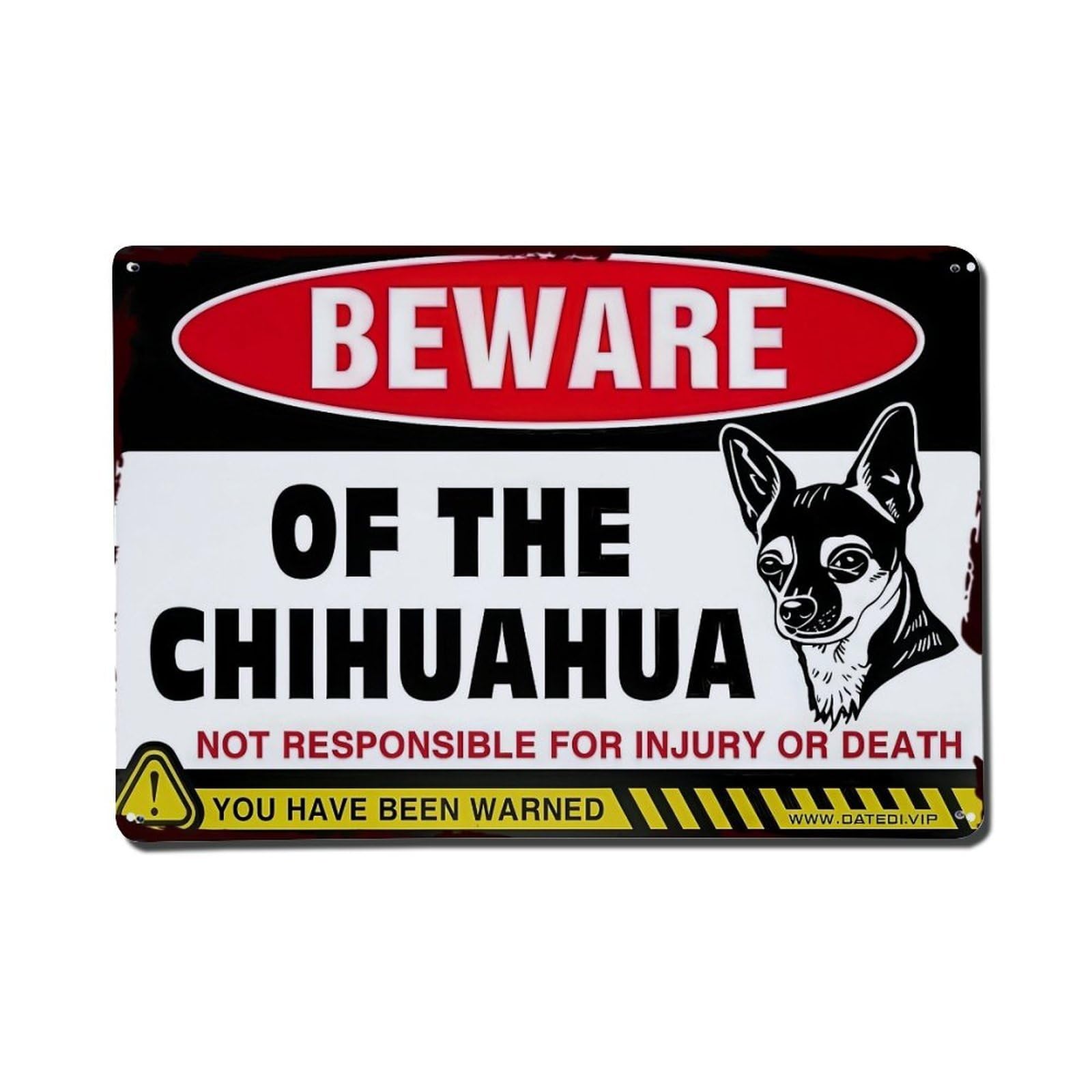 Beware Of The Chihuahua Sign Metal Tin Sign Plaque