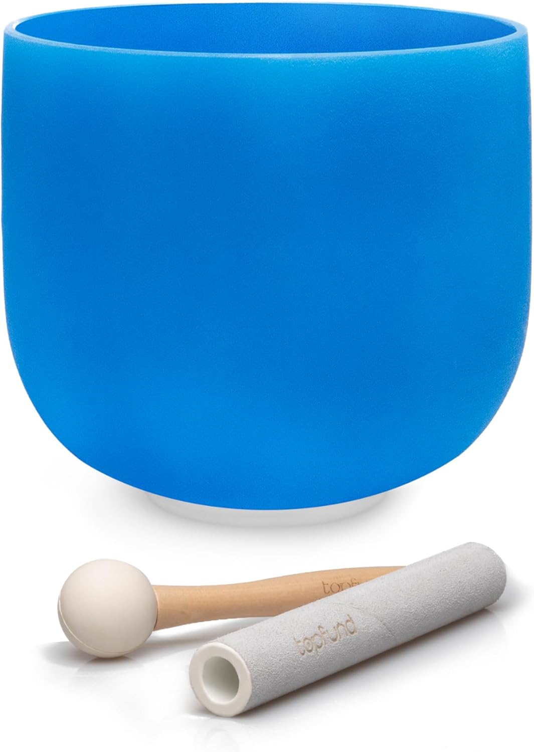 TOPFUND Indigo A Note Crystal Singing Bowl 7 inch Third Eye Chakra with Suede Mallet