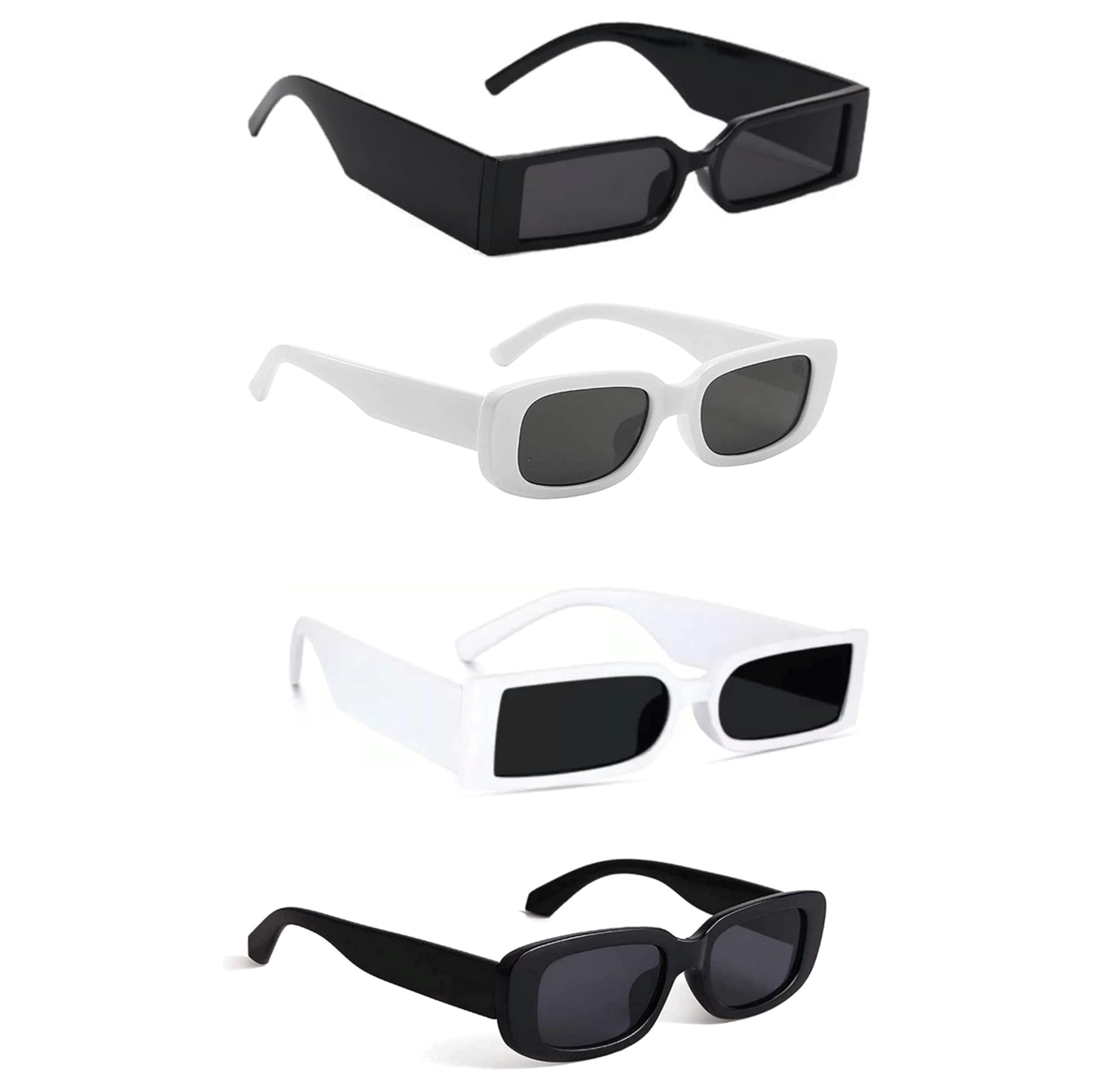 pc star | Full Rim Square Branded Latest and Stylish Sunglasses | 100% UV Protected | Men & Women | Medium | Black And White Frame/Black Lens - Pack of 4-picture-50