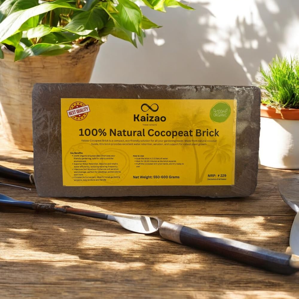 Kaizao 550 to 600g Cocopeat Brick – 100% Organic, Eco-Friendly Growing Medium for Plants | Ideal for Seed Starting, Potting Mix, and Hydroponics | Cocopeat for Gardening | Pack of 2 (B0DFX82NZN) Amazon Price History, Amazon Price Tracker
