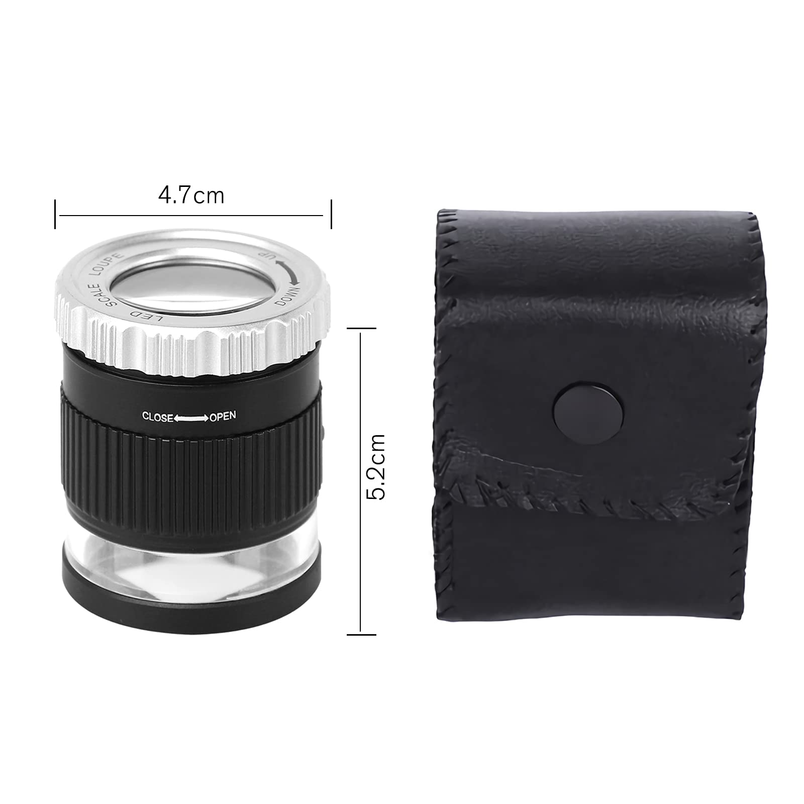 Magnifying Glass with LED Lights 30X Double Glass Lens Illuminated Magnifier Portable Eye Jeweller Loupe Magnifier Magnifying Inspection Tool for Watch Stamp Coin - Image 4