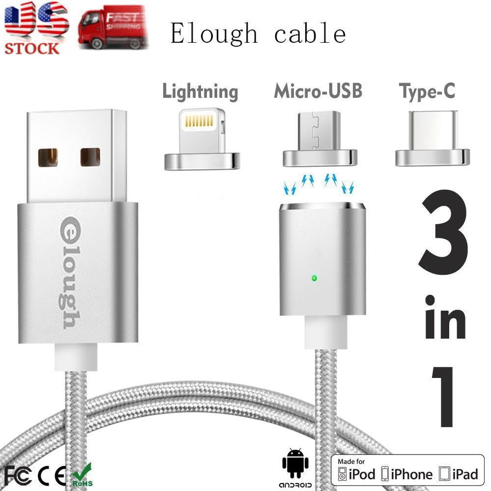 Lunatic 1049 1 Metre Lightning Micro Usb Type C Mıknatıslı Tüm Telefonlar Uyumlu Şarj Kablosu (kablo bozulmasından sıkıldınız mı Manyetik şarj tak çıkar olmadığı için kablo ömrü uzun olacak)