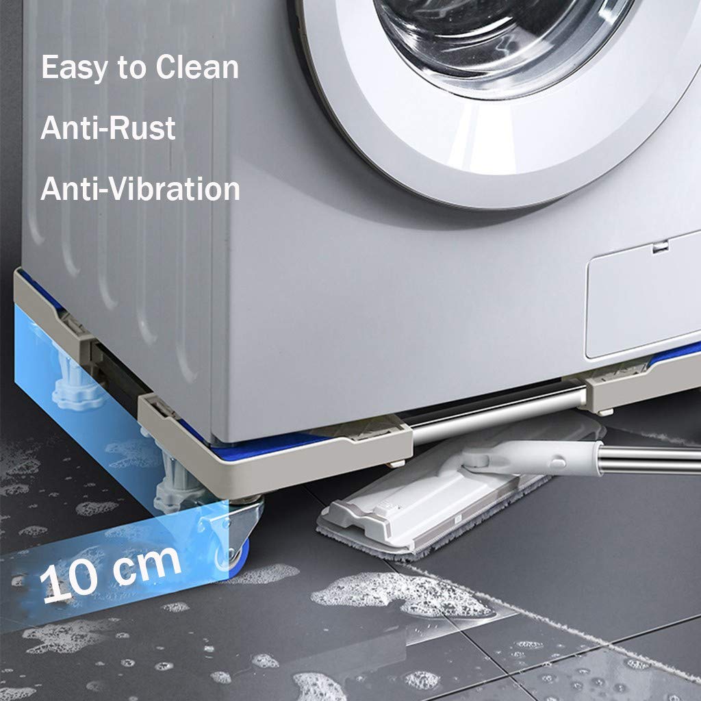 Untergestell für Waschmaschine Kühlschrank und Trockner, Verstellbare Beweglich Sockel, Waschmaschine Sockel mit Rollen, Einstellbare 48cm-68cm