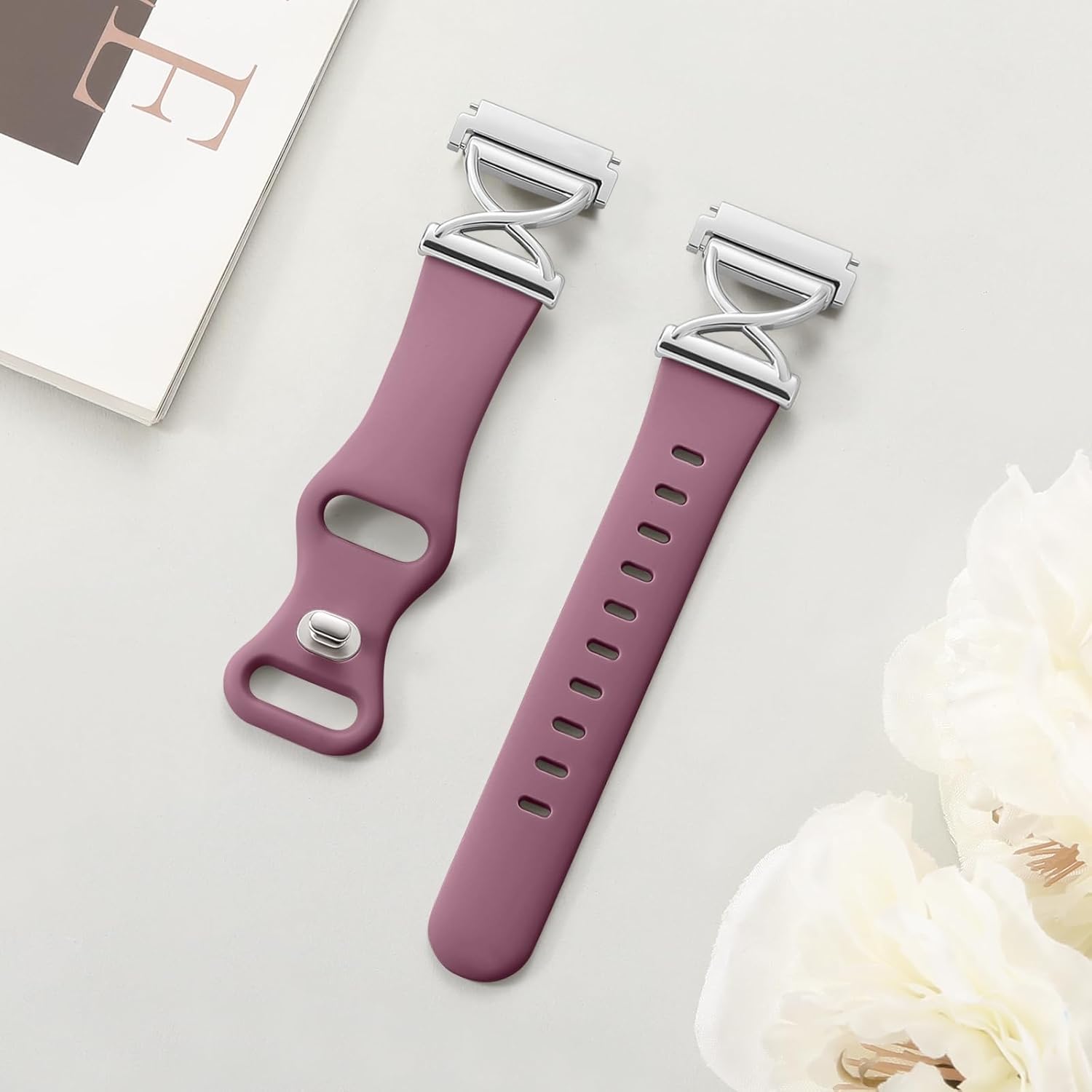 Getino Slim Silicone Bands Compatible with Samsung Galaxy Watch 7 Band 6 5 4 FE 40mm 44mm/Galaxy Active 2, 20mm Watch Band Skinny Charms X-Shaped Thin Sport Loop Strap for Samsung Watch Bands Women - Image 9