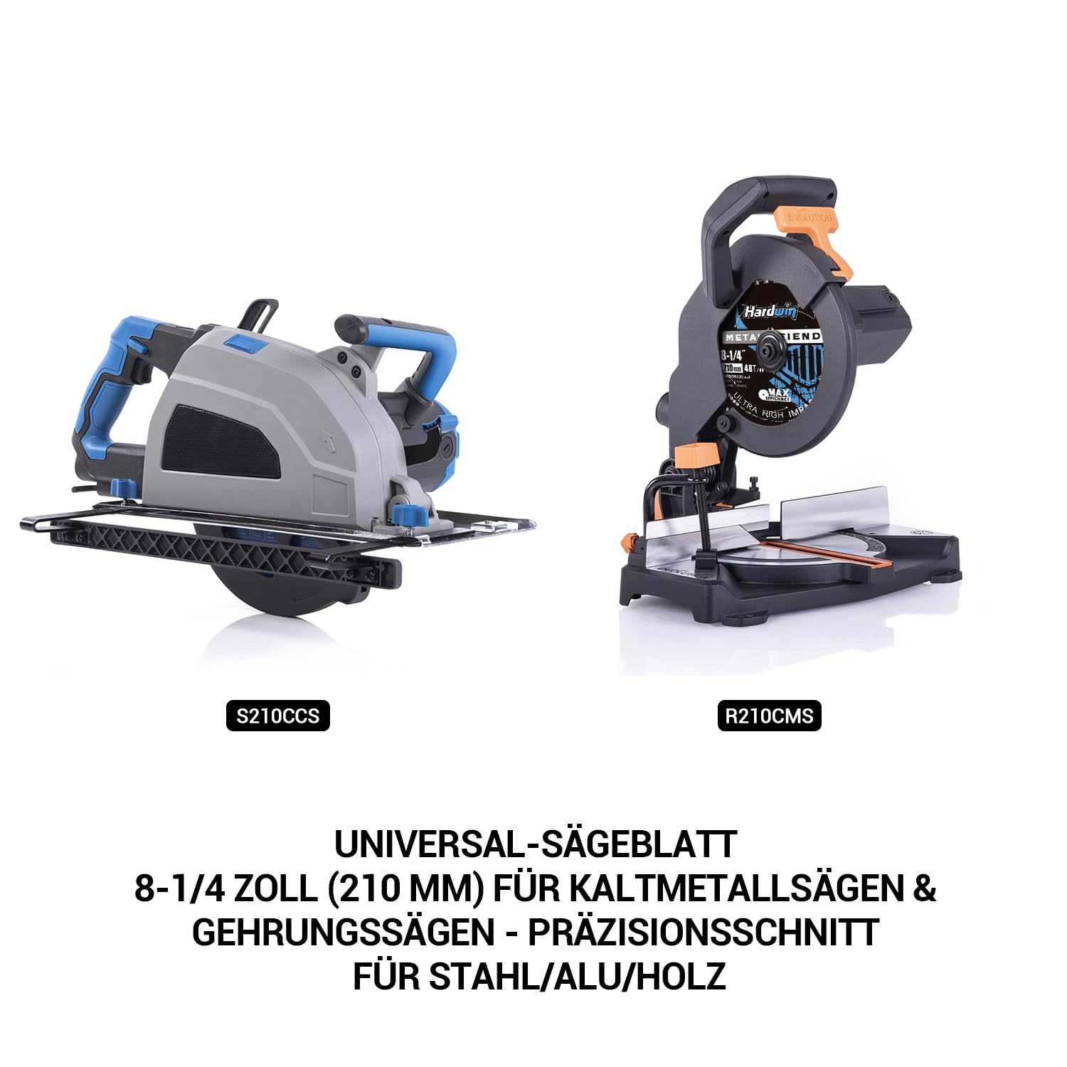HARDWIN 210 mm metalen cirkelzaagblad voor staal en ijzer, 210 x 30 x 2,0 mm, 48 tanden cermet-keramiek, professioneel zaagblad voor droog snijden, buizen en profielen, compatibel met Bosch, Makita