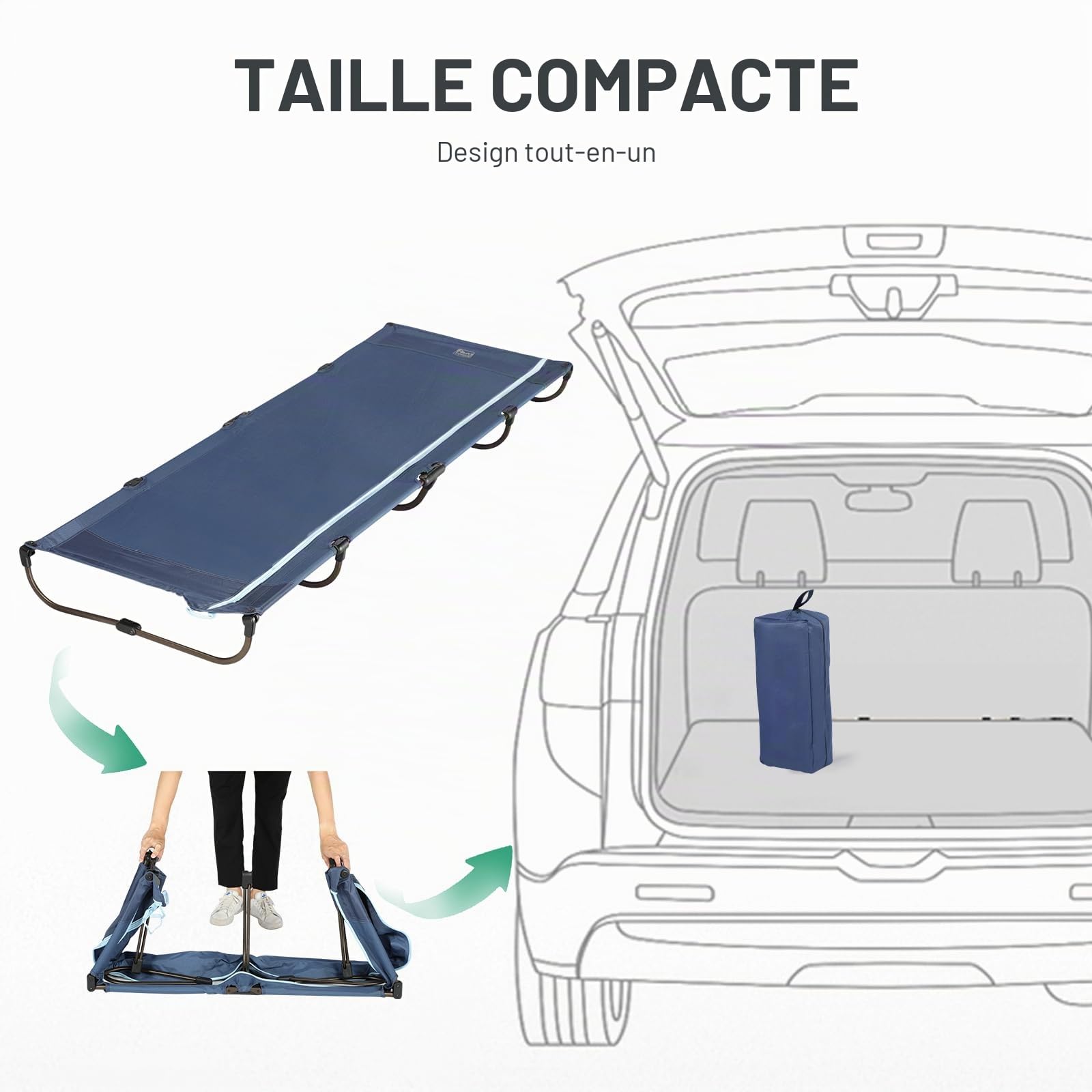 TIMBER RIDGE Lit de Camp Pliable Ultraléger 3kg Lit Pliant 1 Personne Portable Confortable pour Voyage Pêche Plage et Jardin