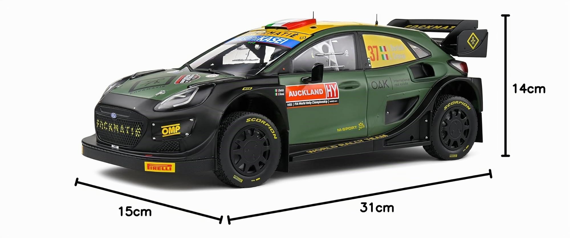 SOLIDO 1:18 Ford Puma RALLY1 Hybrid Black #7 BERTELLI/SCATTOLIN Rally New ZE