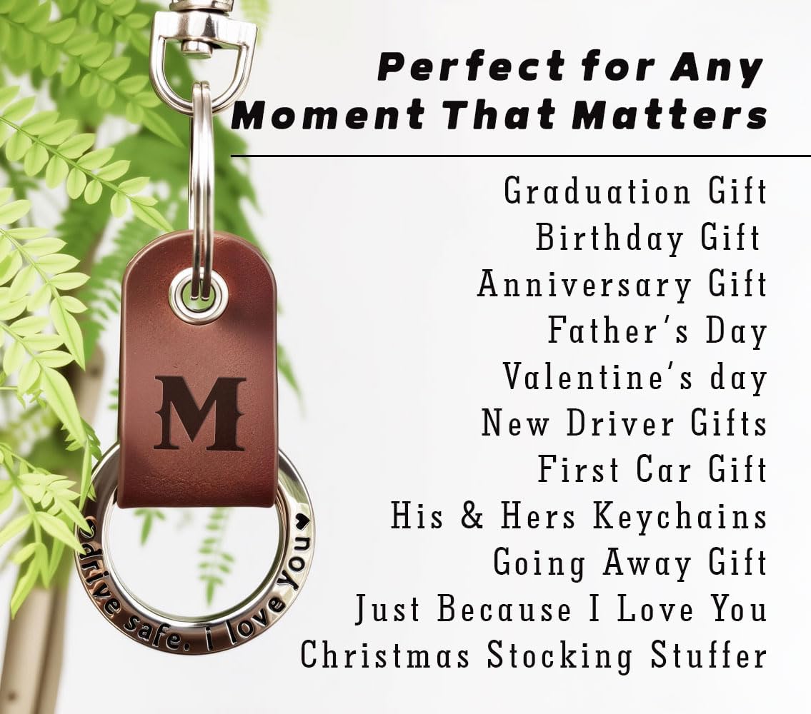 Custom Engraved Leather Keychain, Personalized Initial Key Ring for Him, Stainless Steel Couple Gift for Men & Women - Image 6