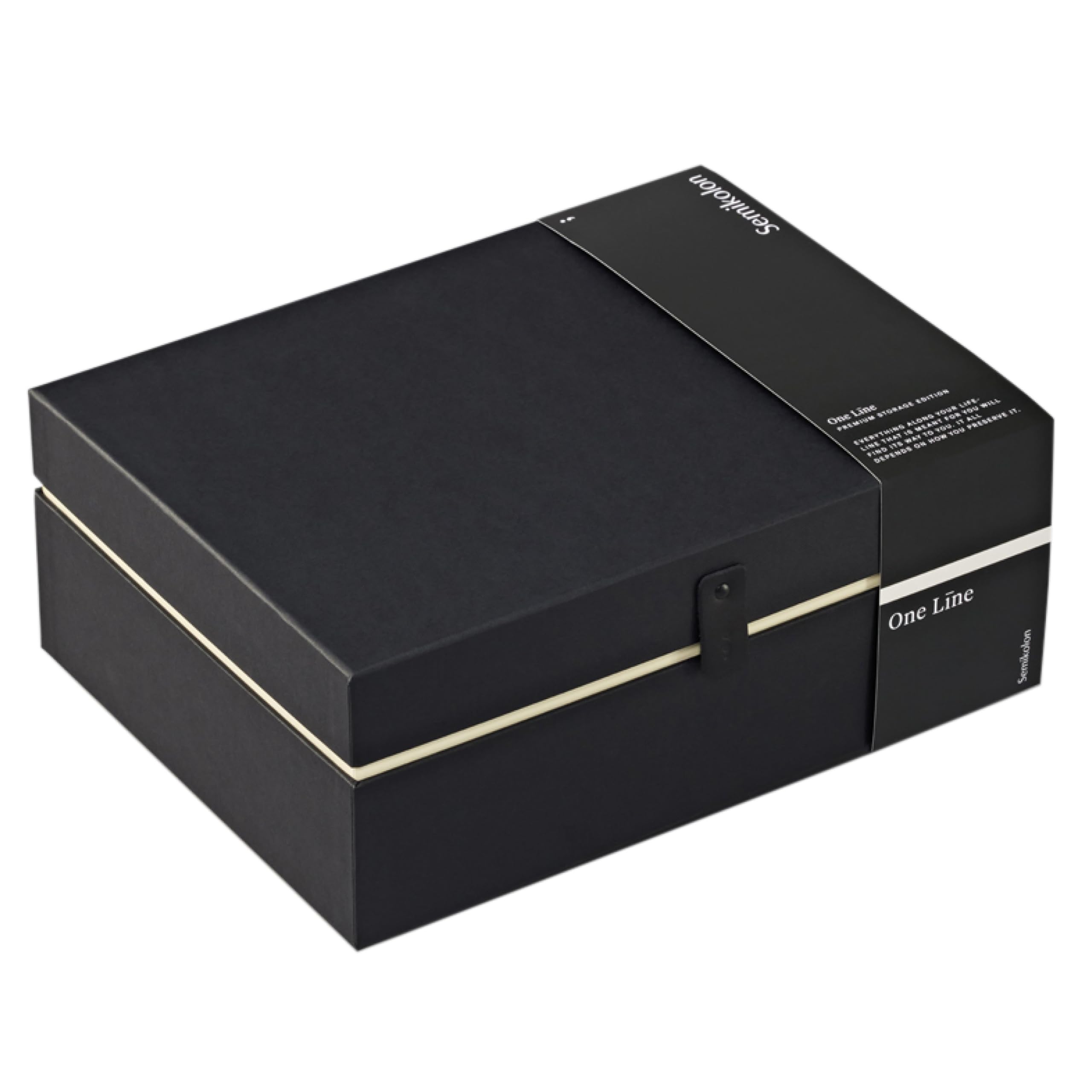 Semikolon 373050 Premium Aufbewahrungsbox One Line Edition - Geschenkbox Large 31 x 23 x 12 cm - Black
