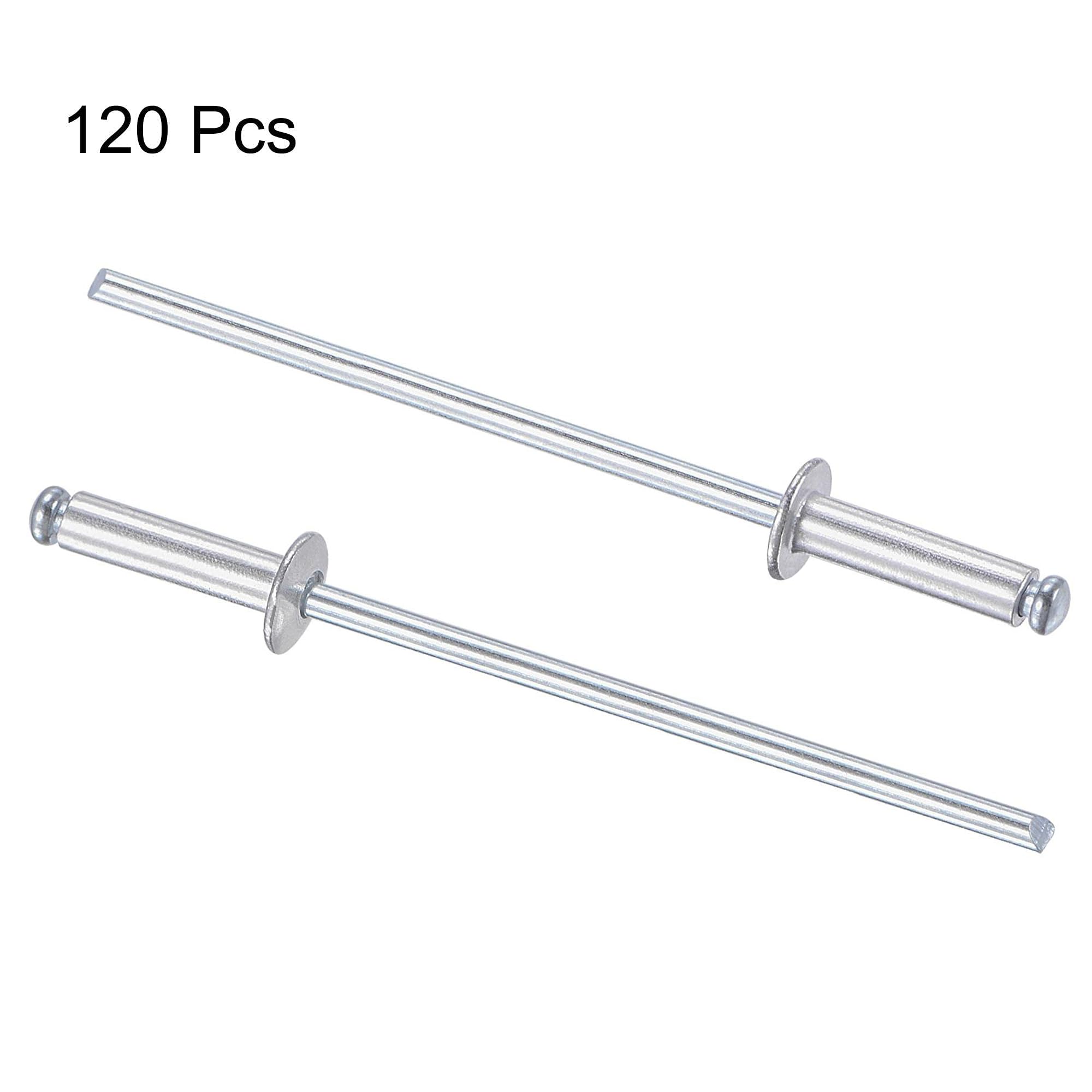 TA-VIGOR 120Pcs 2.4mm x 9mm Aluminium Blind Rivets, Open End Pop Rivets with Dome Head - Image 3
