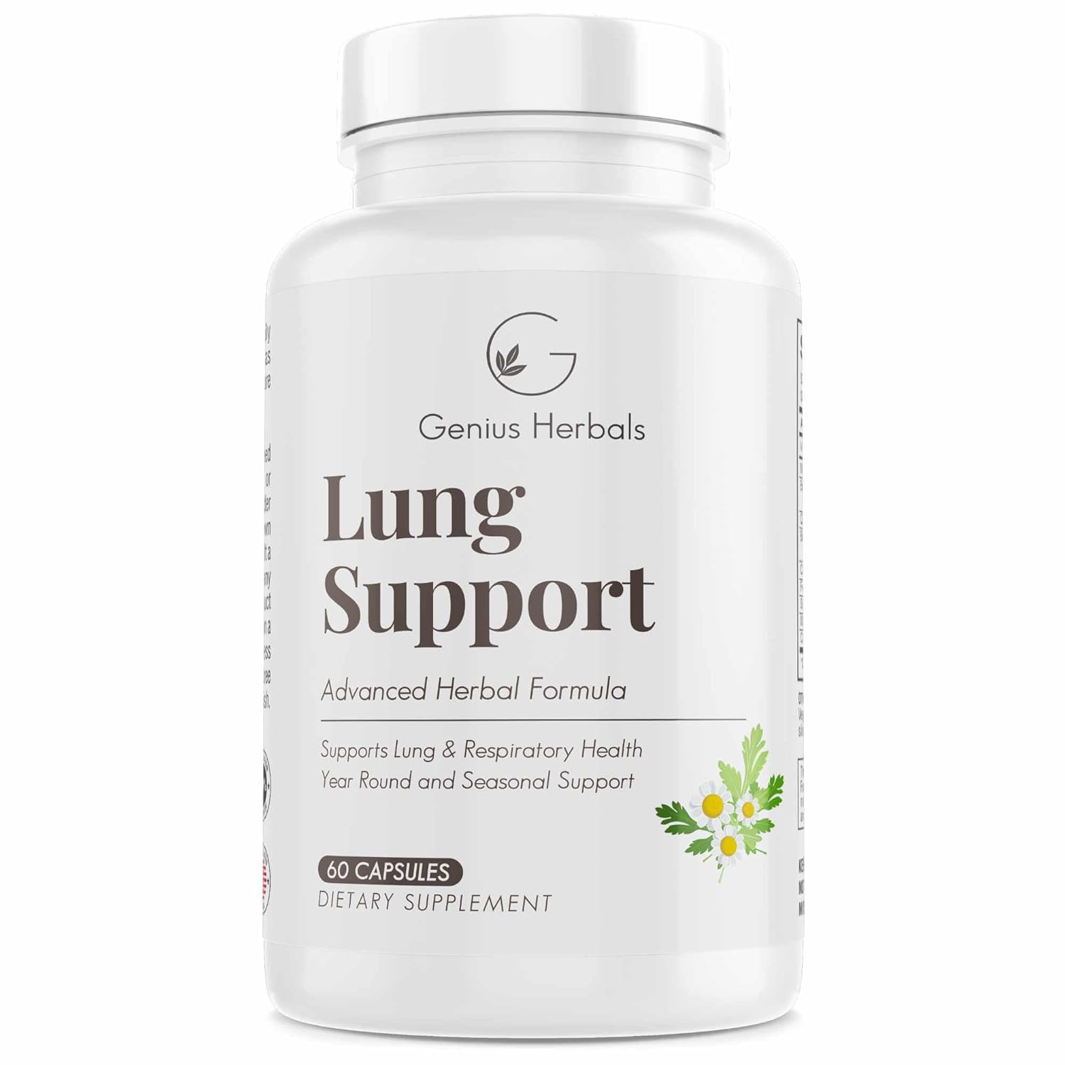 Suporte para os Pulmões - Sinta-se Melhor ao Respirar com a Fórmula de Limpeza e Desintoxicação para Pulmões da Genius Herbals, 60 Cápsulas