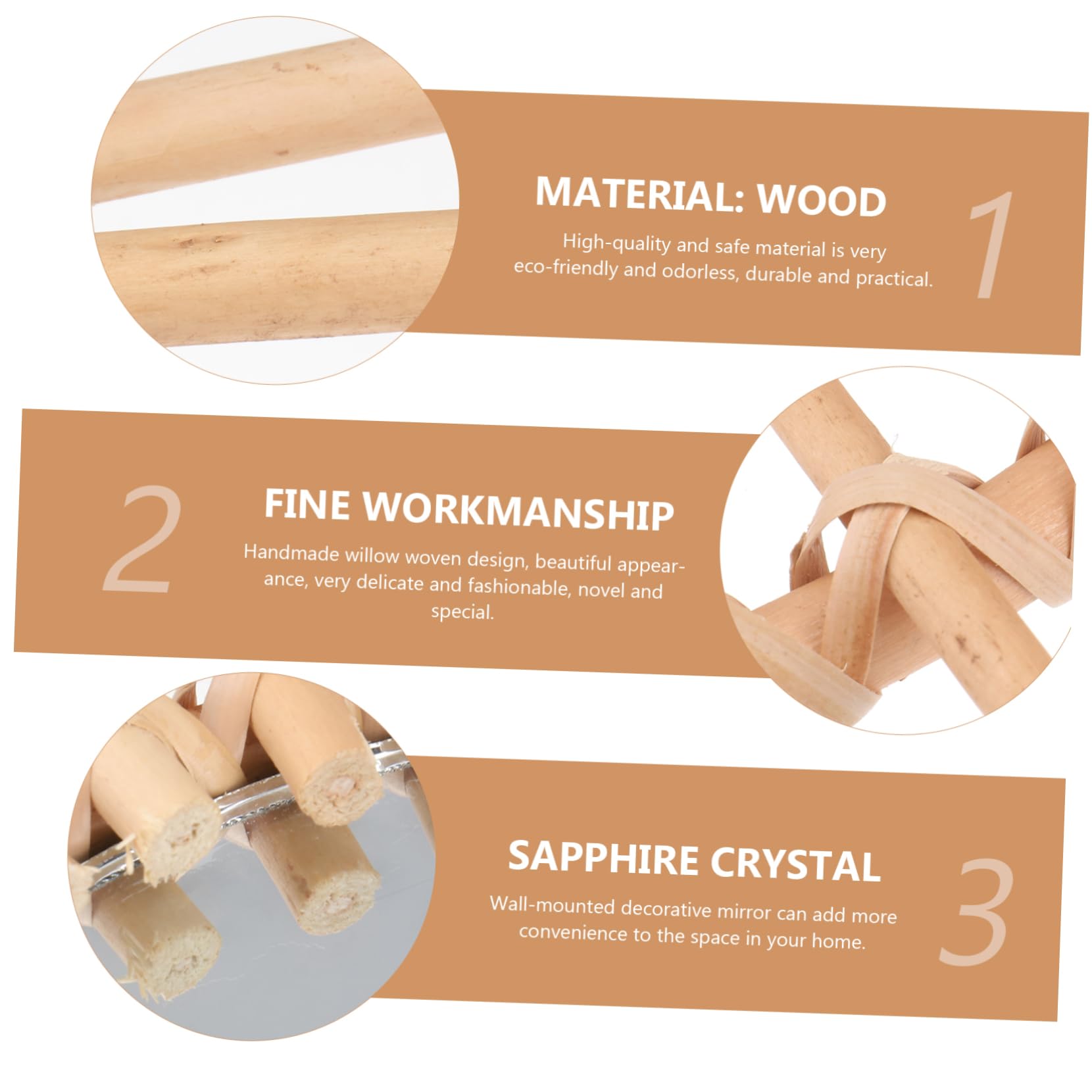 Beatifufu 1Pc Khaki Decorative Wall Hanging Cosmetic Mirror for Home Make Up Stylish and Functional Design for Bedroom and Bathroom Decor