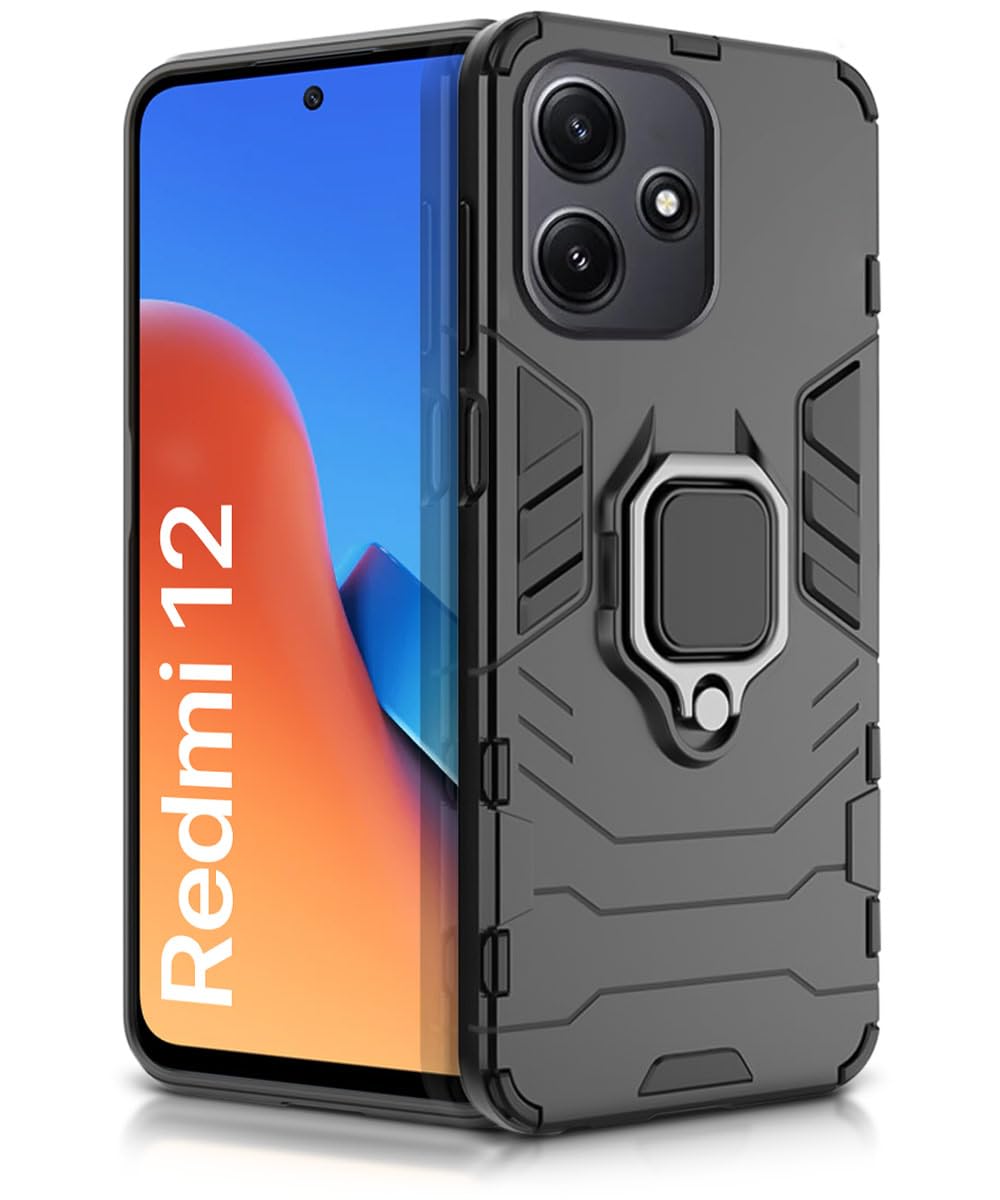 WOW IMAGINE Shock Proof Back Case Mobile Cover for Mi Redmi 12 5G | Redmi 12 4G | Poco M6 Pro 5G (Tough Armor | Hybrid PC + TPU | Full Protection with Ring Holder & in-Built Kickstand | Black) (B0CJ74MTHS) Amazon Price History, Amazon Price Tracker
