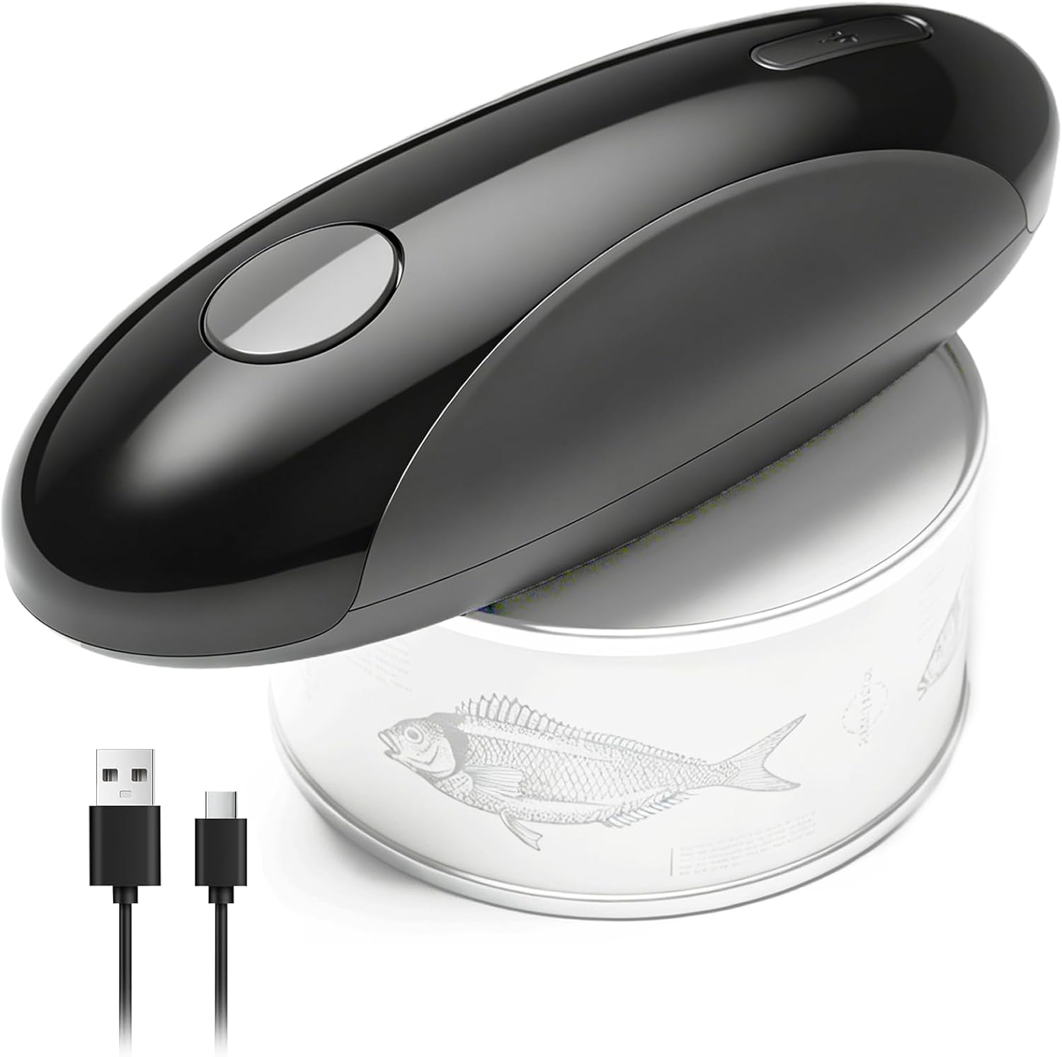 Rechargeable Electric Can Opener for Seniors with Arthritis, Handsfree Automatic Can Opener Electric with Smooth Edge, Magnet Lid Lifter, Fits Almost Can Sizes, Can Opener for Kitchen (Black & Grey)