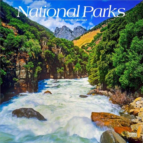 National Parks | 2026 12 x 24 Inch (Hanging) Monthly Square Wall Calendar | Plastic-Free | BrownTrout | Scenic Yosemite Yellowstone Nature - image 1