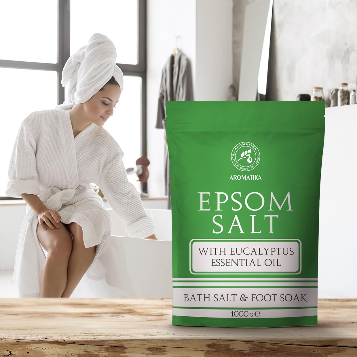 sel de Bain epsom Set 3x1000 g - Sel de Bain Epsom - Huile Essentielle de Eucalyptus & de Lavande - Relaxant - Détente