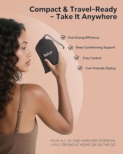 Miniatura 7 de Boloye Gorro de secador de pelo, gorro grande con capucha, accesorio para secador de pelo para acelerar el tiempo de secado y acondicionamiento