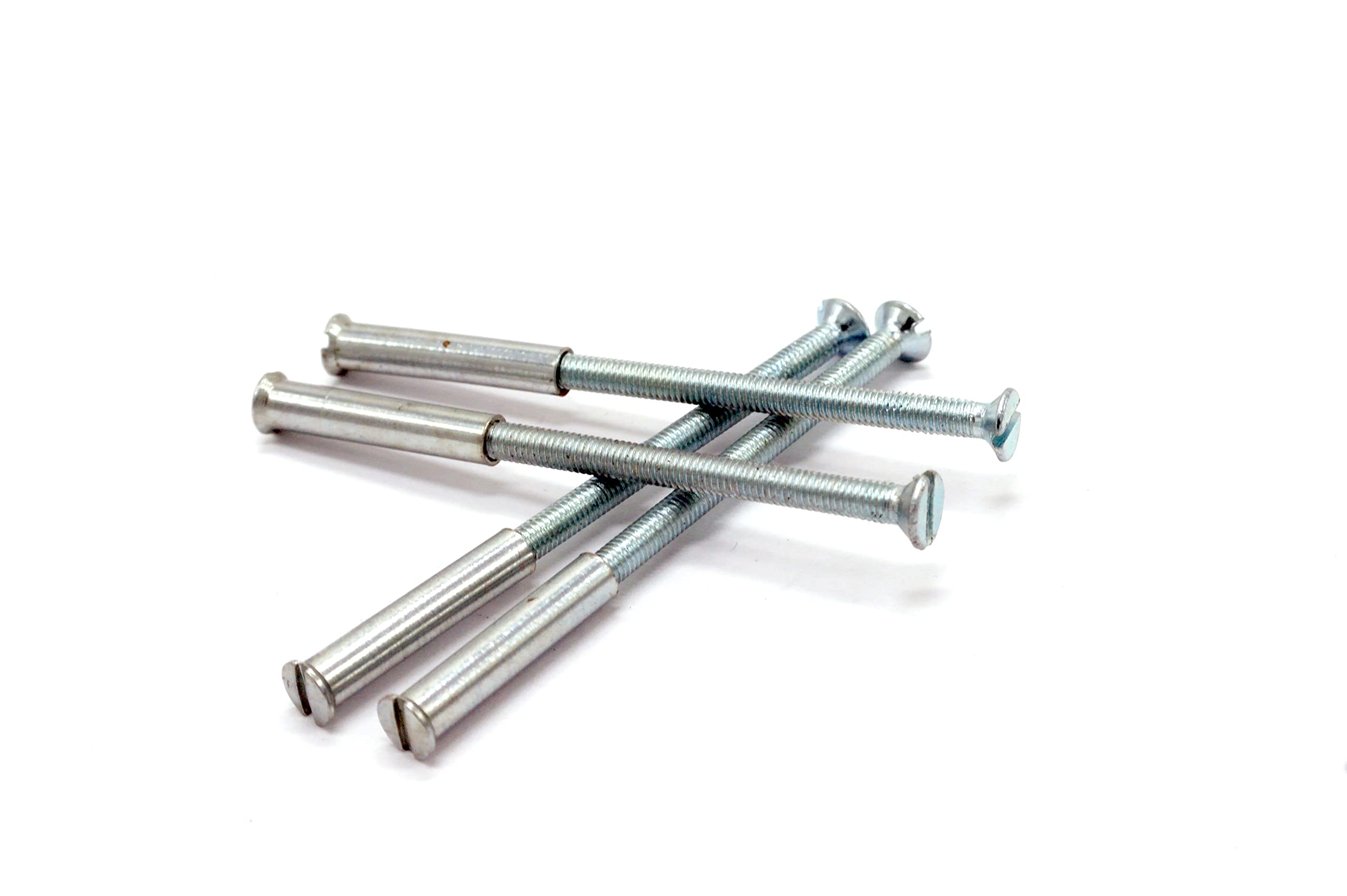 Door Handle Connecting Screws with Sleeves M3 Silver 50mm Bolts Length x 20mm Sleeve Length (M3 Silver. Pack of 4.)