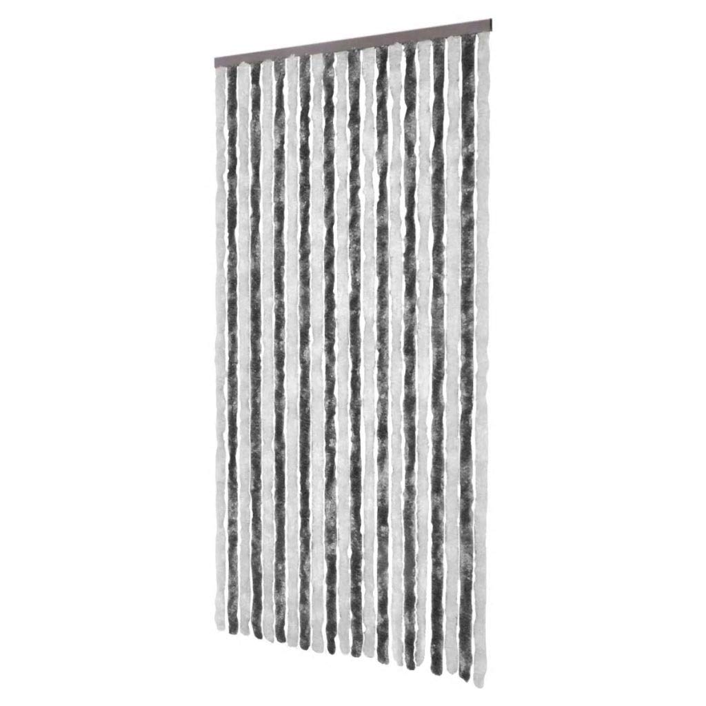 vidaXL Grey and White Chenille Door Curtain Insect Insect and Bee Repellent 100 x 220 cm — image 1