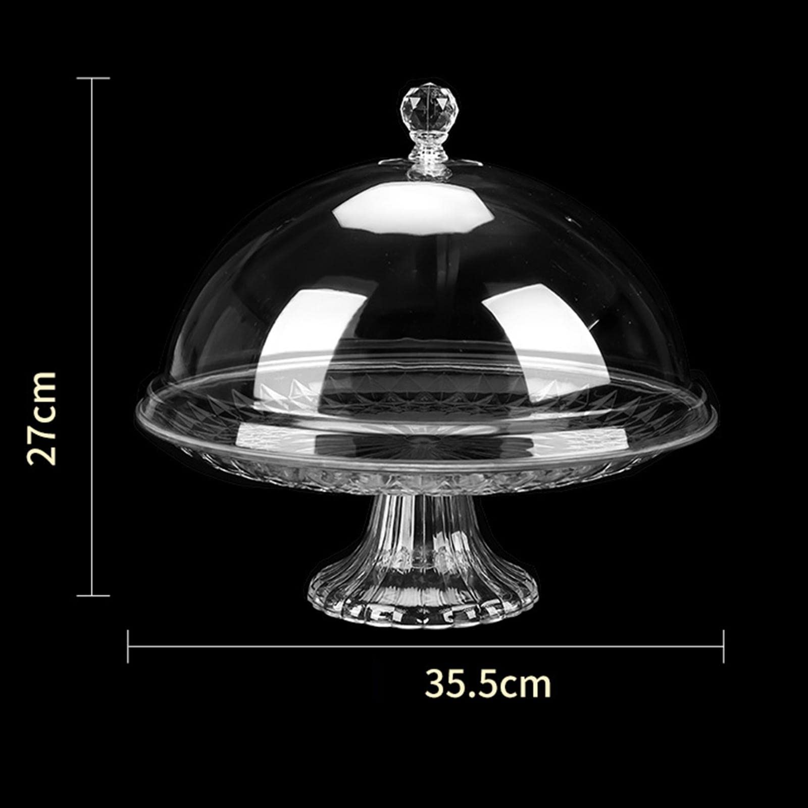 Kuchenplatte mit Haube Obstservierschale Deckel Dessert Tablett PVC Beständig Klar für Geburtstagsfeier Gästebewirtung, 14 Zoll, 14 Zoll