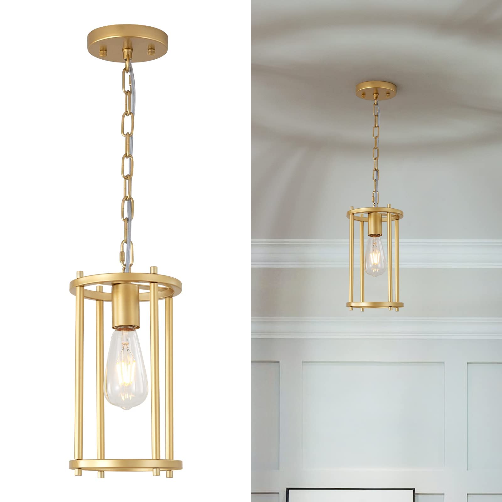 Fashion Lights Unique Design Pendant Light Fixtures Foyer Light Modern Lantern with Adjustable Chain Ceiling Mount Chandelier for Kitchen Island Lighting Black Gold Marriage (Color : B)