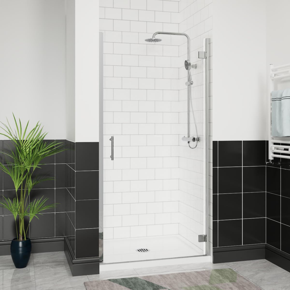 Aquariss Chrome 1000Mm Hinged Shower Enclosure Door