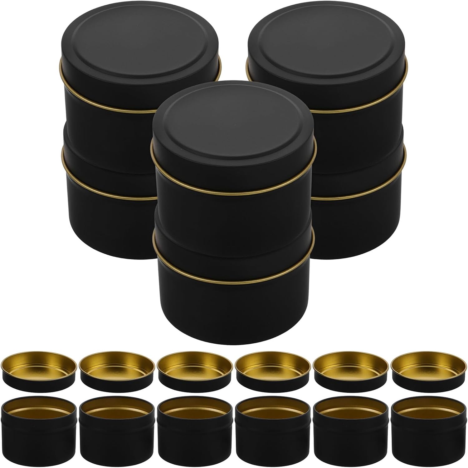 Milisten 12pcs 4oz Black Matte Metal Candle Jars with Lids Small Round DIY Candle Containers Soy Wax Compatible Tea Light Holders for Making and Storage