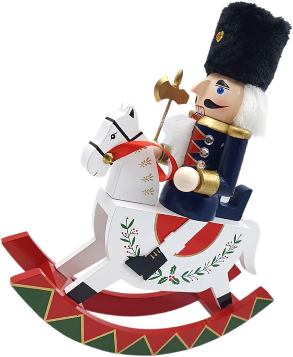 FUOYLOO Christmas Nutcracker Soldier Figurine Wooden Nutcracker Puppet Large Size Desktop Ornament Holiday Xmas Tree Decoration