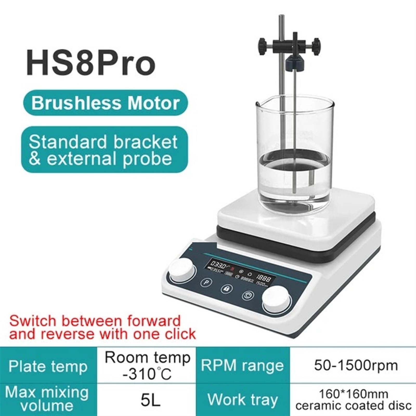 Mieszadło Magnetyczne, Cyfrowy wyświetlacz termostatyczny grzanie mieszadło magnetyczne płyta grzewcza sprzęt laboratoryjny 5L 1500 obr./min HS8Pro