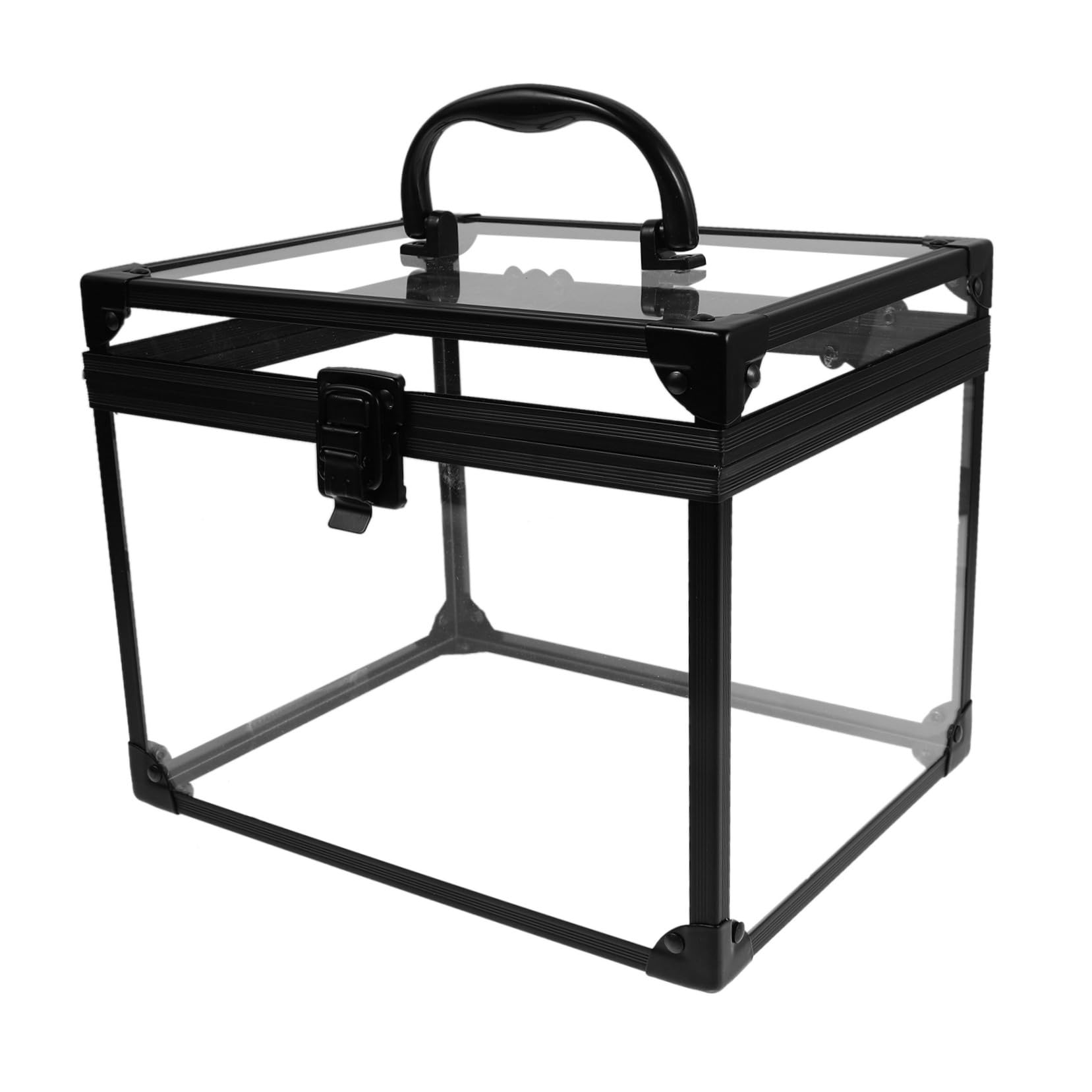 Caja Transparente de Maquillaje Grande con Cerradura y Llaves