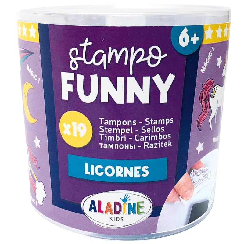 Kit De Tampons Licorne Aladine - 19 Tampons Avec Encreur Noir Lavable - Activité Créative Enfants 6 Ans Et + - 4