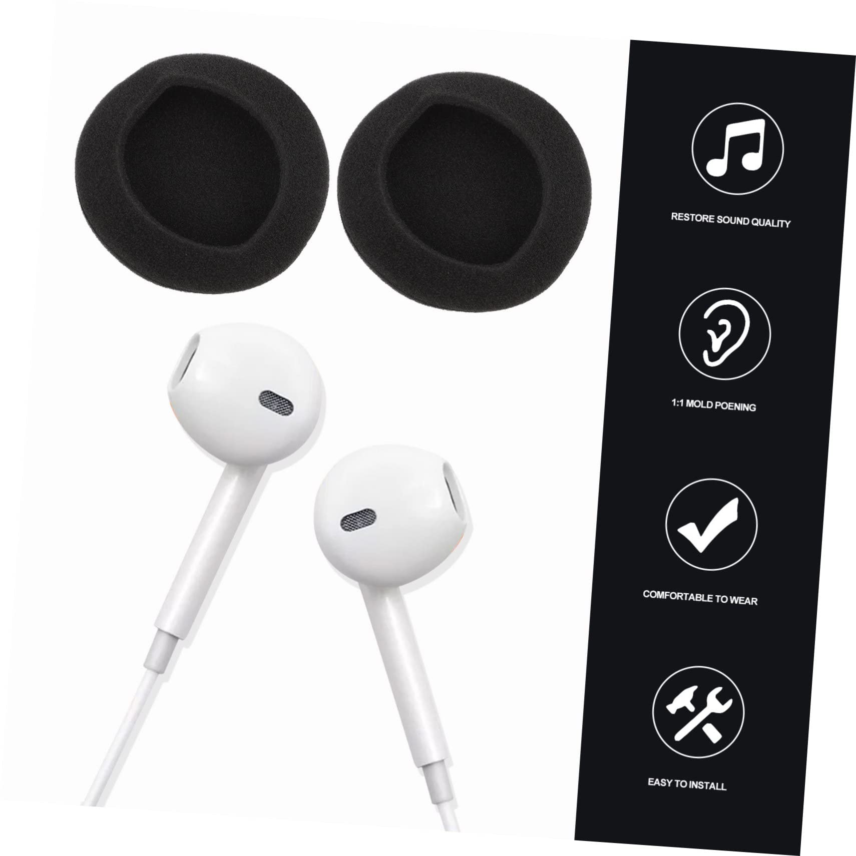 DOITOOL 80 Piezas Fundas Repuesto para Auriculares Piezas Reparación Almohadillas Oreja Cubierta del Cojín del Oído Reemplazar Cuero Repuesto Memoria