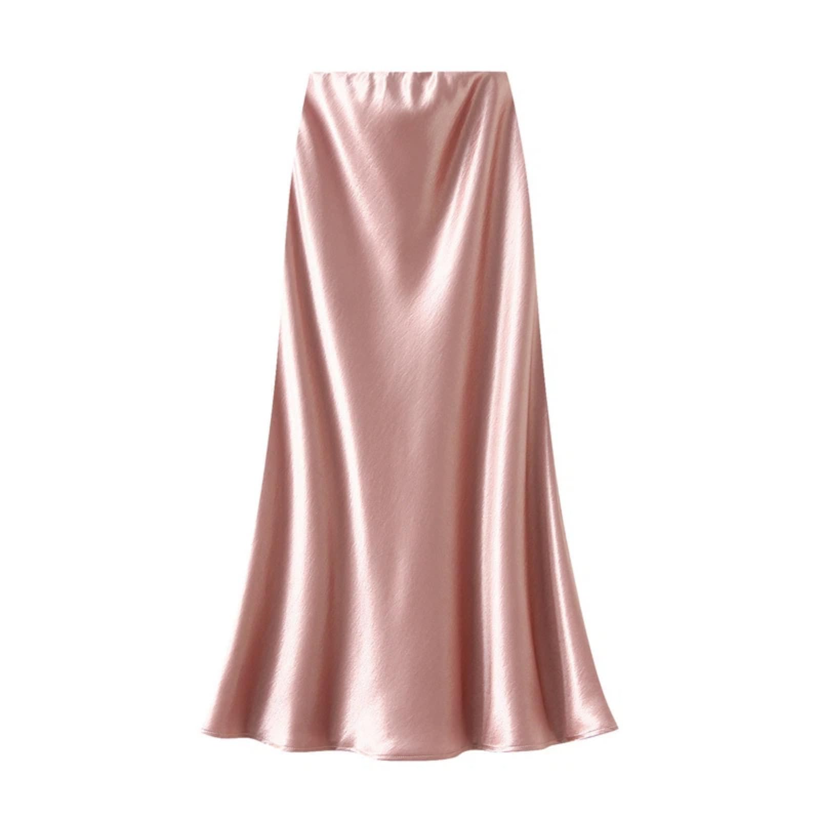Falda Midi SATÉN Acetato Primavera Cola Pescado Mujer