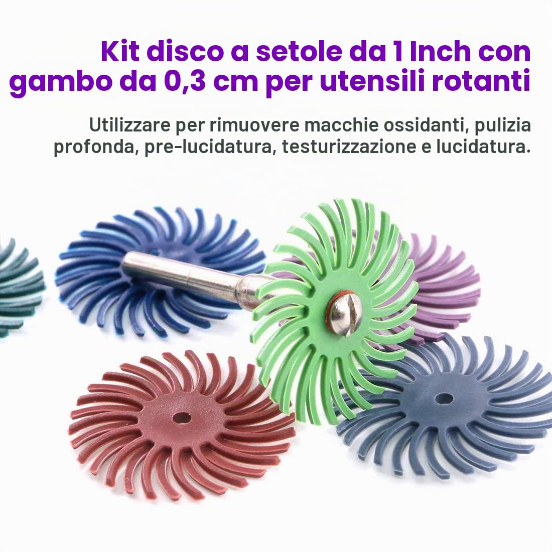 Sweet - Disco abrasivo con gambo da 1/8" per utensili rotanti per pulizia e sbavatura, 66 pezzi, grana mista 80/120/220/400/600/1000
