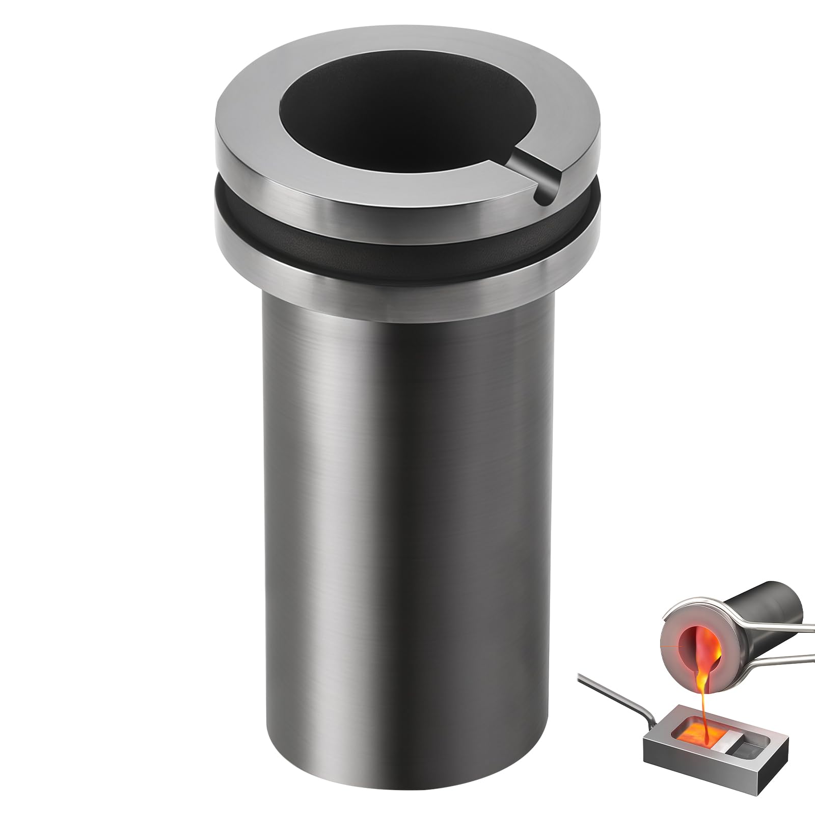 Graphite Crucible: 1 kg di resistente alle alte temperature in grafite, crocifisso in grafite per oro, argento, ottone, alluminio, gioielli, forni da colata, utensili, metallo, fusione