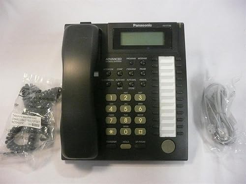 KX-T7735-B Panasonic - Teléfono con altavoz de 24 botones con pantalla LCD retroiluminada de 3 líneas y respuesta manos libres
