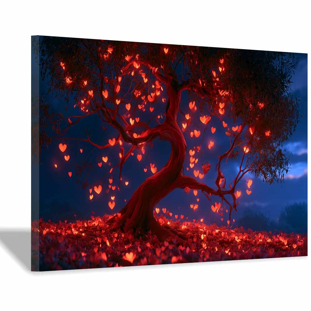 HOQIU Print Canvas Poster Decor Fairy lantern tree canvas prints, nature wall art, for Bathroom Home Office Decor(Multicolor)-30x40cm Framed