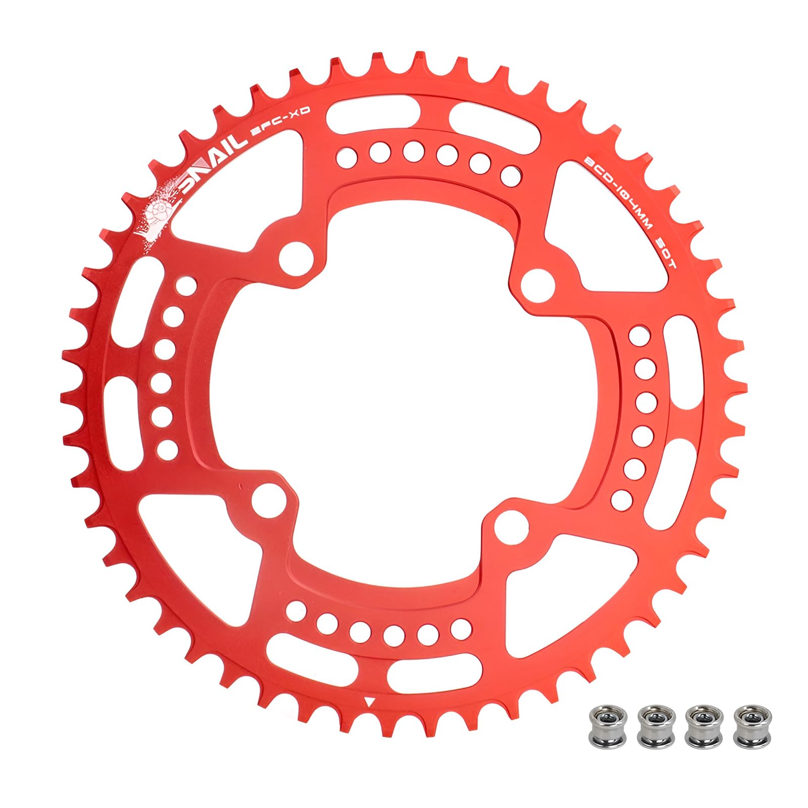 BESNIN Bike Chainring 104 BCD 30T 32T 34T 36T 38T 40T 42T 44T 46T 48T 50T 52T Round Narrow Wide Single Chain Ring for 7 8 9 10 11 12 Speed MTB BMX Road Bike (Red, 50T)