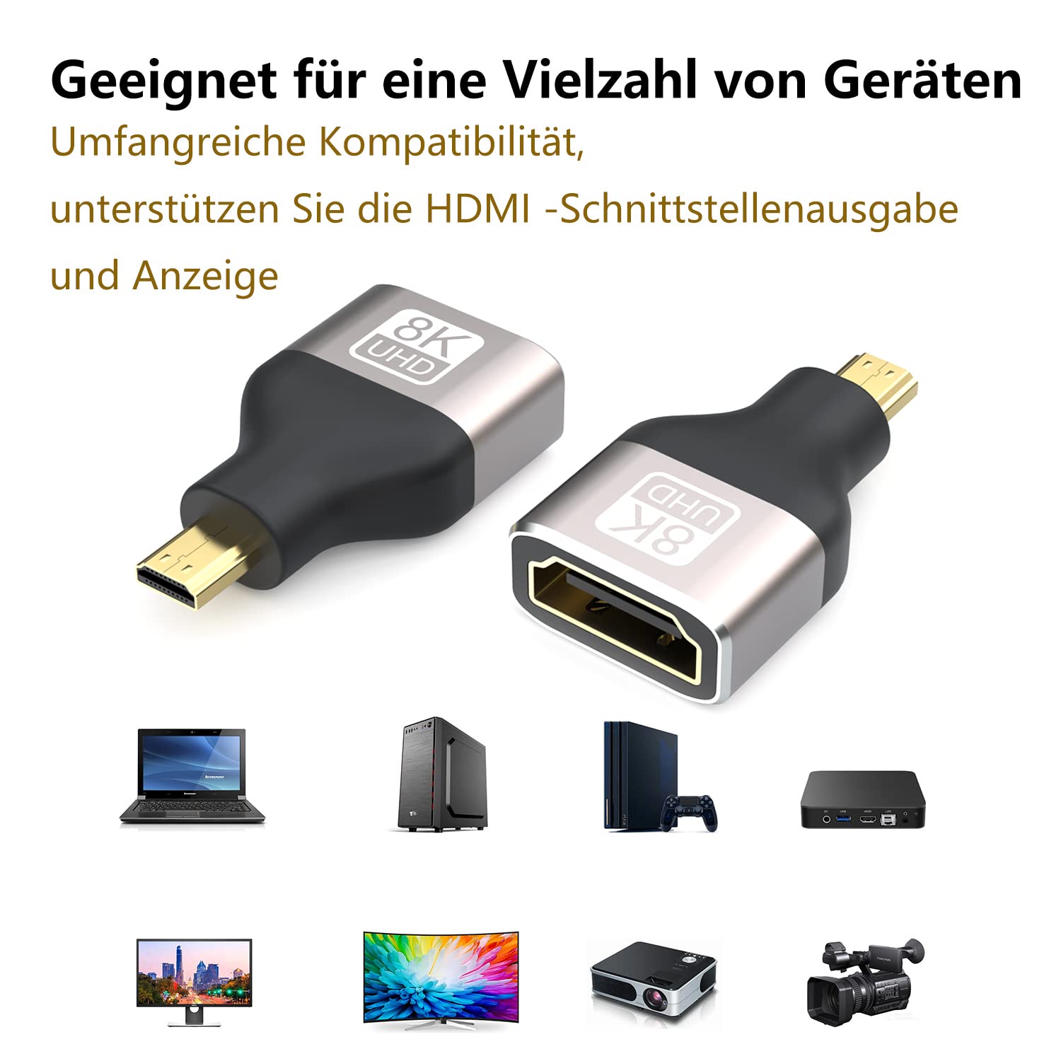 VMOJO Confezione Da 2 Adattatori Micro HDMI A HDMI 2.1 8 K @ 60 Hz/4 K
