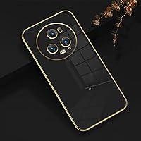 Vista 2 de Compatible con Honor Magic 5 Pro Funda de silicona rosa, chapado Honor Magic 5 Pro, funda delgada y suave a prueba de golpes (negro)