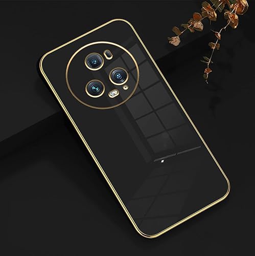 Miniatura 2 de Compatible con Honor Magic 5 Pro Funda de silicona rosa, chapado Honor Magic 5 Pro, funda delgada y suave a prueba de golpes (negro)