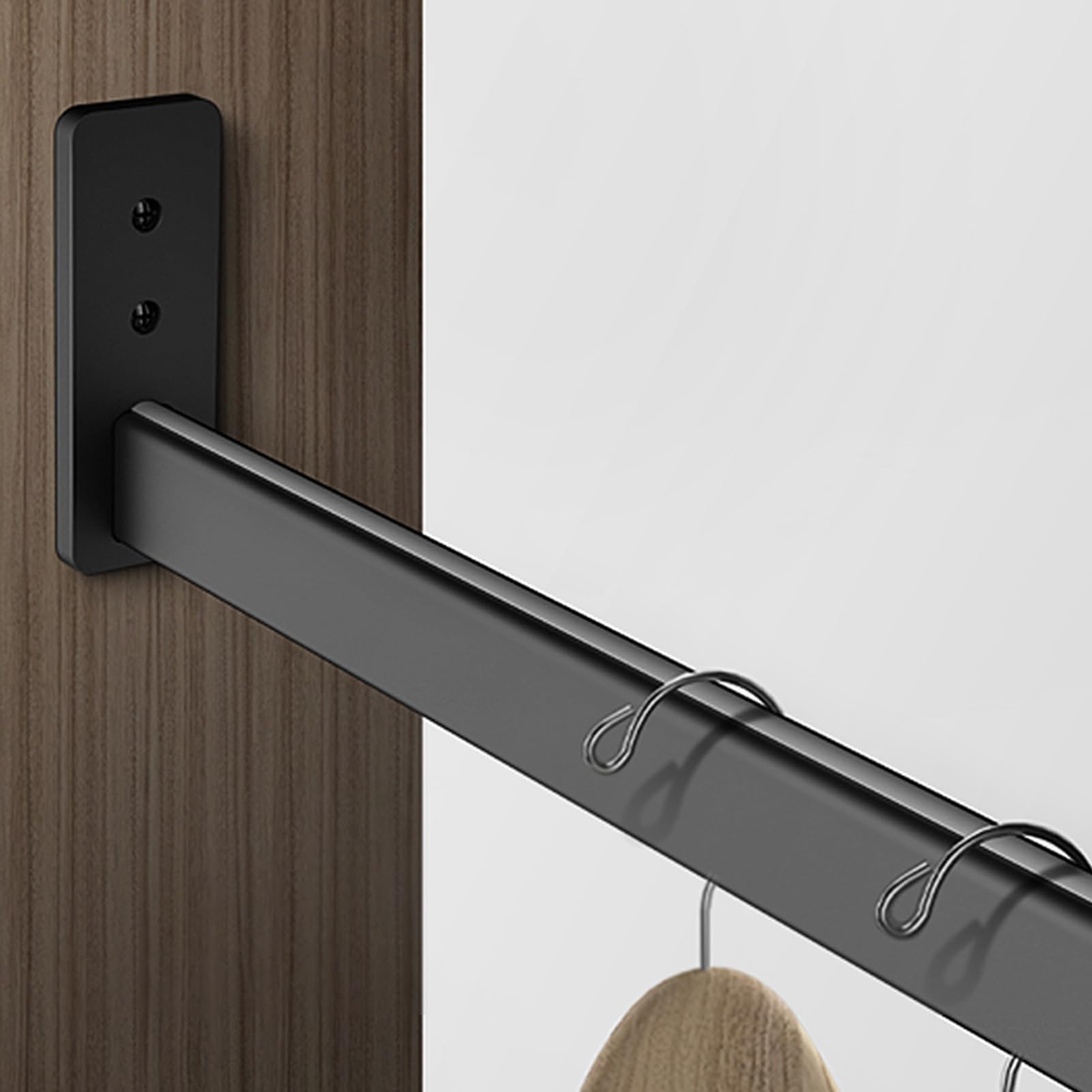 Black Metal Closet Hanging Rod Saving Space, 40 to 150 cm Clothes Hanger Bar for Wardrobes, 3mm Thickened Heavy Duty Closet Garment Organizer Pole(80cm(31 1/2"))