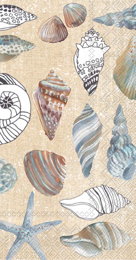 Boston InternationalBF863460 IHR 3-Ply 16-Count Guest Towel Buffet Paper Napkins, 8.5 x 4.5-Inches, Clams In The Sand Cream