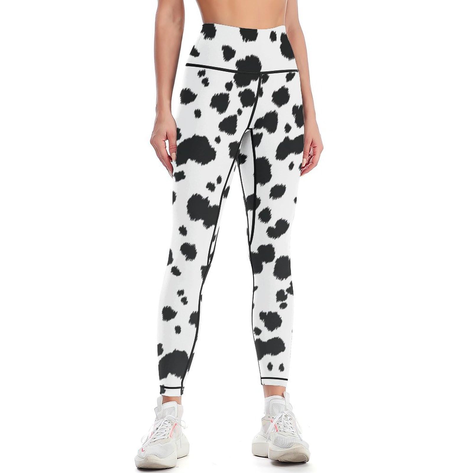 Kwqdozf Women's As Pic Dalmatian Print Pattern High Waist Yoga Pants Sports Leggings