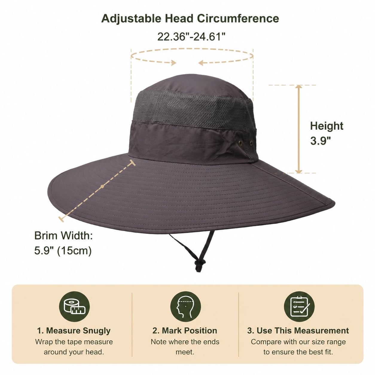 Leotruny Sombrero de ala súper ancha UPF50+, impermeable, para pesca, senderismo, camping
