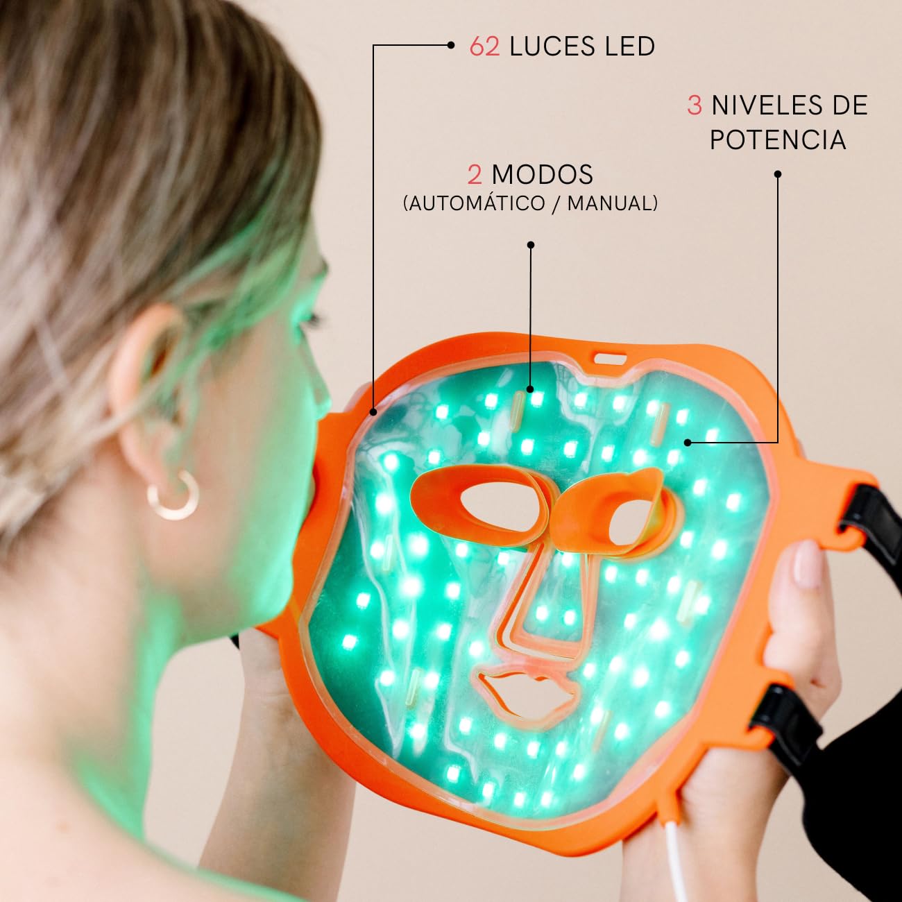 Tratamiento LED Facial Antimanchas y Antiedad MASDERM – Sérum Trifásico 100 ml con Vitamina C, E, Aloe Vera, Rosa Mosqueta y Argán + Máscara LED Profesional de Fototerapia para Rejuvenecimiento de Car