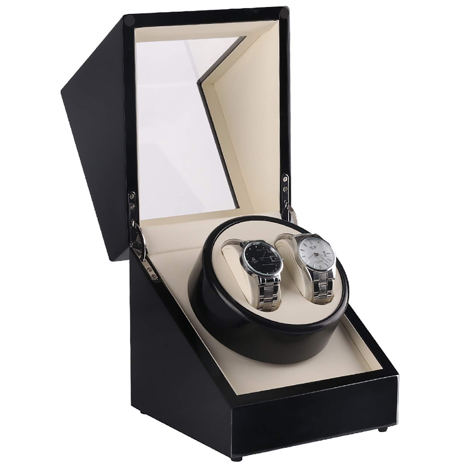 Reloj Winder 2 dígitos Patrón de ébano Pintura Reloj mecánico Dispositivo de Cuerda automática Hombres y Mujeres Reloj Caja de Almacenamiento Hogar Mudo Reloj antimagnético Shaker